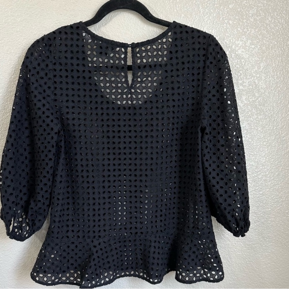 Club Monaco Black Eyelet Blouse